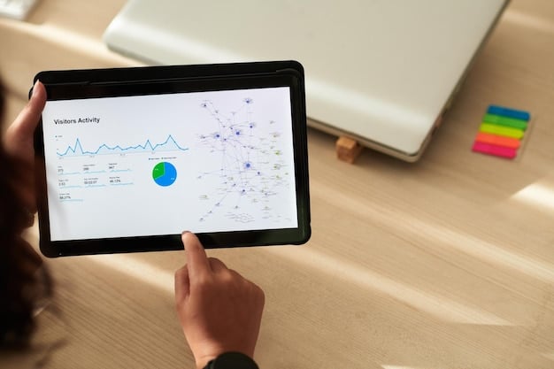A close-up of a social media analytics dashboard highlighting key metrics like engagement rate, reach, and impressions. The focus is on the visual representation of data and how it provides a quick overview of social media performance.
