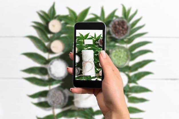 An image showing a social media feed on a smartphone, displaying posts from a sustainable fashion brand. The posts showcase clothing made from recycled materials, highlight the brand's ethical labor practices, and include infographics about the environmental benefits of conscious consumerism.