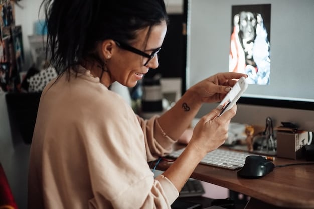 A person creatively editing a short-form video on their smartphone using a user-friendly video editing app. The interface of the app is visible, showcasing features like adding text overlays, music tracks, and special effects. The background provides a cozy, creative work environment.
